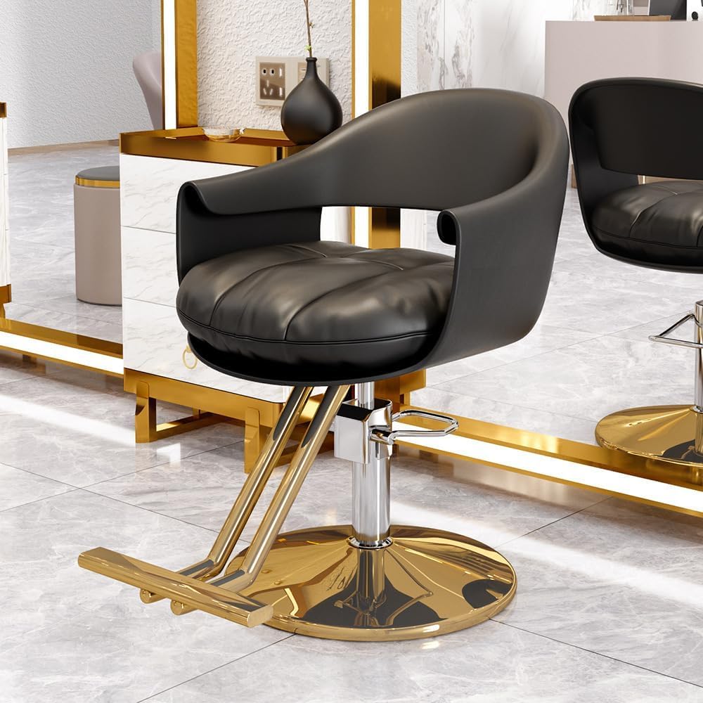 Friseur-Friseur-Salon-Stuhl mit robuster Hydraulikpumpe, 360° drehbar, verstellbar, Spa-Schönheitsausrüstung, Heim-Friseur-Friseur-Salon-Stuhl, Schwarz