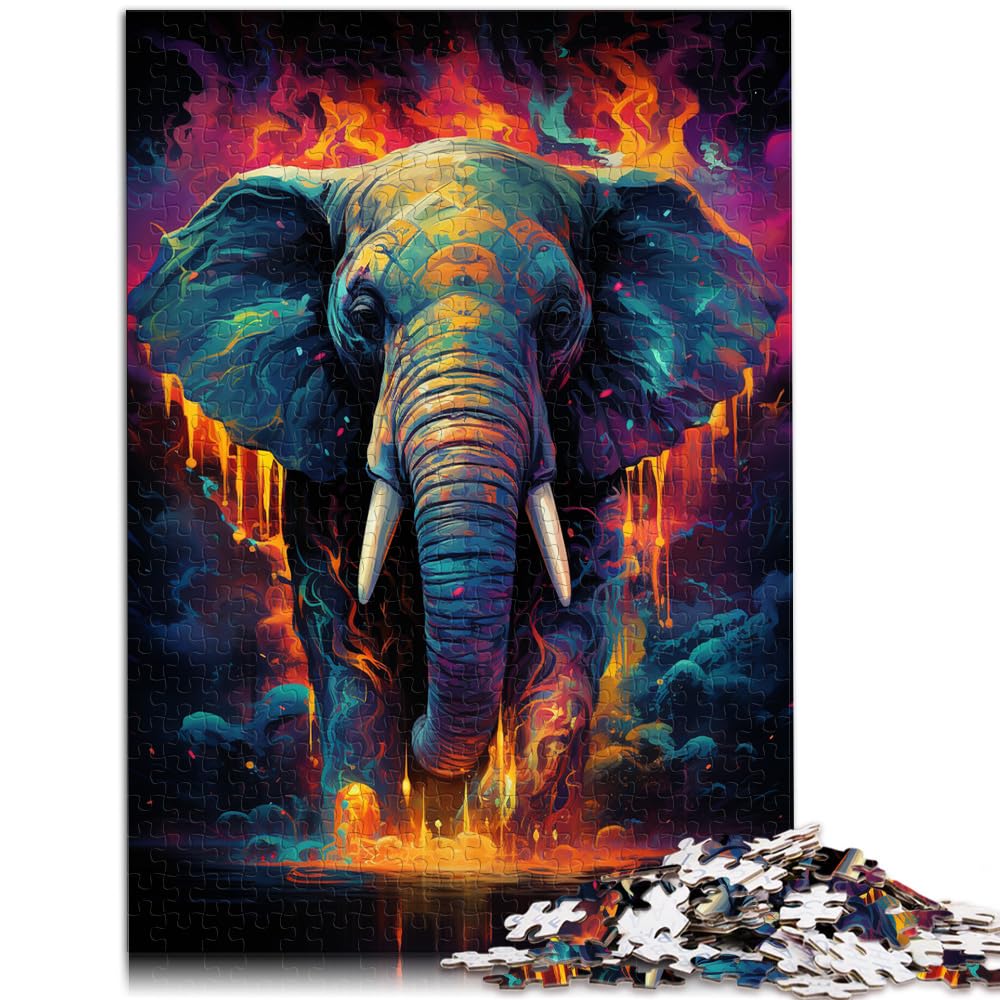 Puzzle | Puzzles Bunte Psychedelie der Elefanten 1000-teiliges Puzzle Holzpuzzle Spielzeug Puzzles Lernspiele Stressabbau Puzzles 1000 Teile (50x75cm)