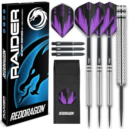 RED DRAGON Raider 1: 23 Gramm Wolframpfeil-Set mit Stahlspitze - Professionelle Dartpfeile mit Schäften und Flügen - Wahl der Farbe verfügbar