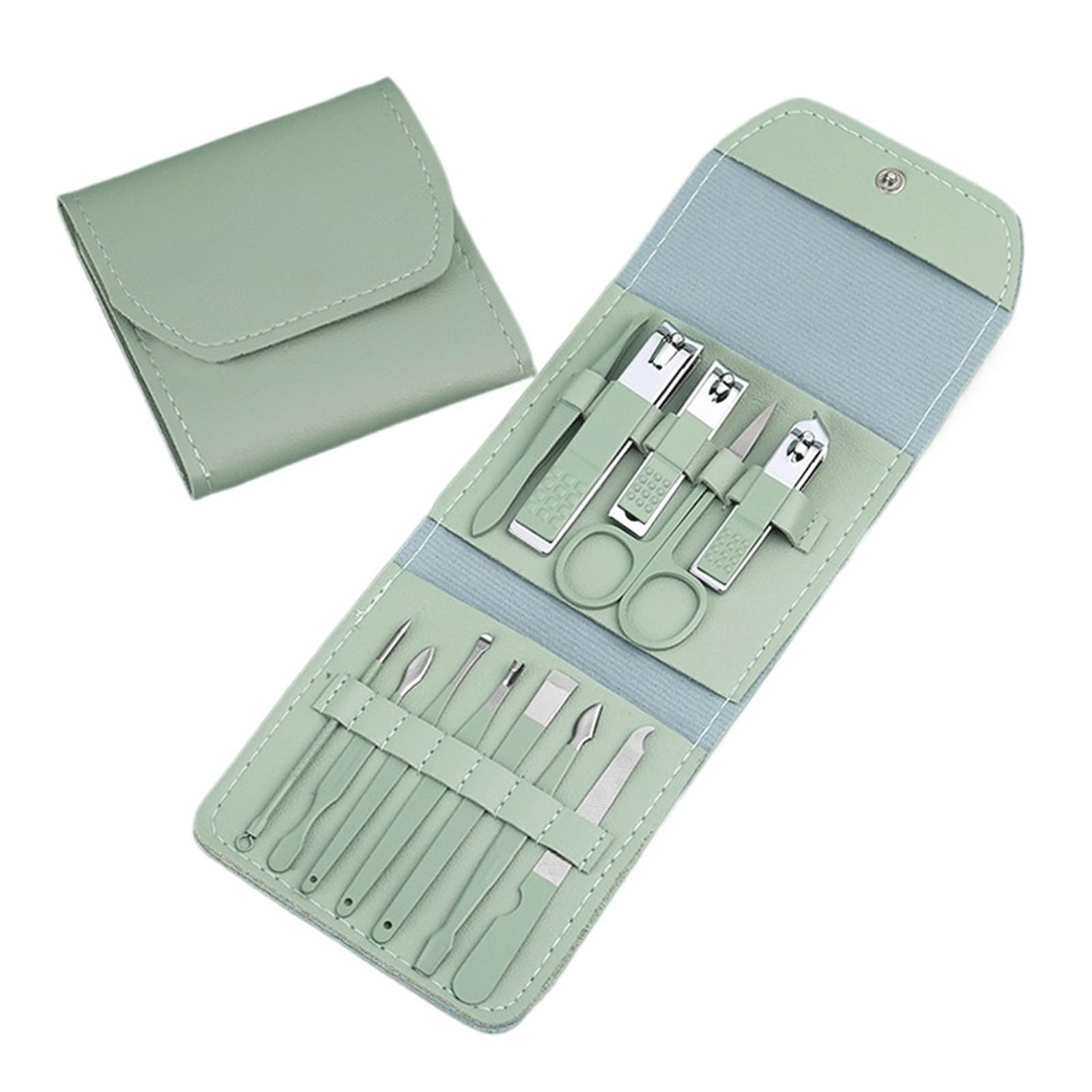 Matcha Green Nagelknipser Augenbrauenschere Maniküre-Set Nagelknipser-Set Dekoration Nagelset Falttasche Maniküre-Set (Farbe: D, Größe: 12 Stück) (D 12 Stück)