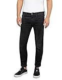 Replay Herren Jeans Anbass Slim-Fit Hyperflex Cloud mit Stretch, Black 098 (Schwarz), 33W / 34L