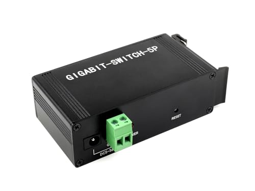 Industrieller 5-Port Gigabit Ethernet Switch, IEEE 802.3X-Compliant Full-Duplex 10/100/1000M Verbindung, 5~36V Weitbereichsversorgung, Plug & Play, Aluminiumgehäuse, DIN-Schienenmontage