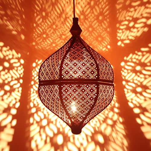 Orientalische Lampe Pendelleuchte Lamilami Schwarz 31cm E27 Lampenfassung | Marokkanische Design Hängeleuchte Leuchte aus Marokko | Orient Lampen für Wohnzimmer Küche oder Hängend über den Esstisch