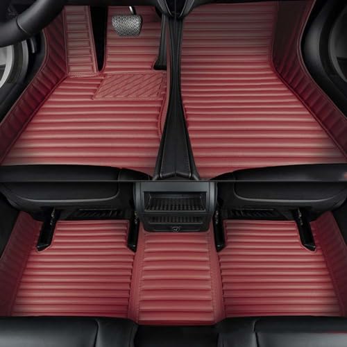 Auto-Fußmatten für Jaguar XE 2020 2021 2022 2023, Leder-Auto-Schutzpolsterboden, Automatten, wasserdichtes, rutschfestes Fußpolster,Red