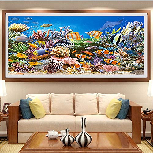 Nicole Knupfer DIY 5D Diamond Painting Crystal Strass Diamant Malerei Unterwasserwelt Stickerei, für Home Wall Decor (100x40cm)