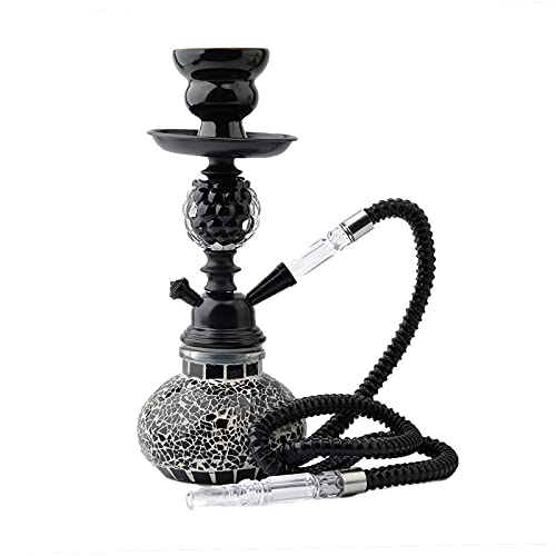 QZH 11" Luxus 1 Schlauch Shisha Komplettset, Mosaik Glasvase Flaschenkörper (Grün)