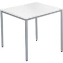 Schäfer Shop Pure Stahlrohrtisch, Quadrat, Quadratrohrfuß, B 800 x T 800 x H 720 mm, weiß/weißaluminium 2