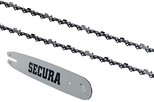 SECURA 2 Sägeketten Vollmeißel + Schwert kompatibel mit Shindaiwa A090B Motorsäge mit 35cm 3/8LP 52TG 1,3mm