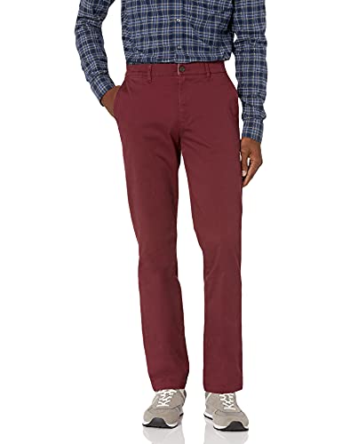 Amazon-Marke: Goodthreads Herrenhose, gerader Schnitt, mit Waschung, Stretch, Chino, burgundy, 31W x 34L