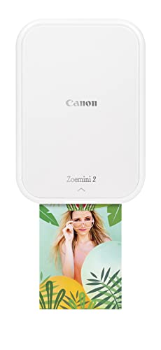 Canon Zoemini 2 Printing Kit Fotodrucker + Zink Fotopapier 20 STK + ZP-2030 Papier (20 Blatt) + 10 Circle Sticker (für Smartphone, USB C, Bluetooth, mobiles Drucken) perlweiß