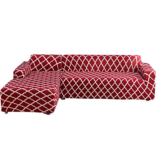 jianyana L-Form-Stretch Sofabezüge Polyester Spandex Stoff Slipcover 2ST Polyester-Gewebe Stretch Slipcovers + 2pcs Kissenbezüge für modernes Schnittsofa