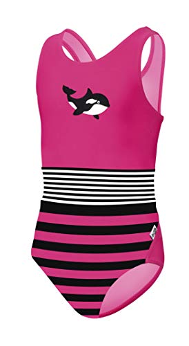Beco Sealife Mädchen Kinder Badeanzug Schwimmanzug Einteiler Größe 116-152(152,pink/schwarz)