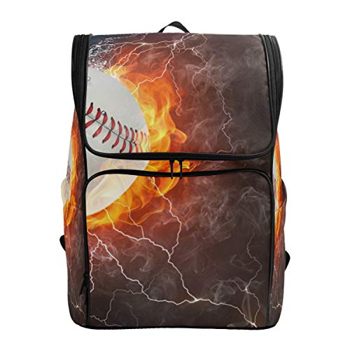 FANTAZIO Baseball On Fire Laptop Outdoor Rucksack Reise Wandern Camping Rucksack Pack Casual Groß College Schule Daypack