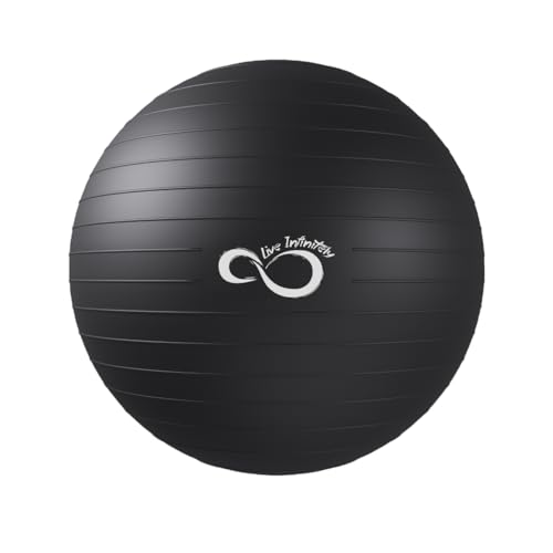 Live Infinitely Gymnastikball (55 cm - 95 cm), extra dick, für Balance und Stabilität, Anti-Burst-getestet, unterstützt 1000 kg, inkl. Handpumpe und Workout-Guide (schwarz, 95 cm)