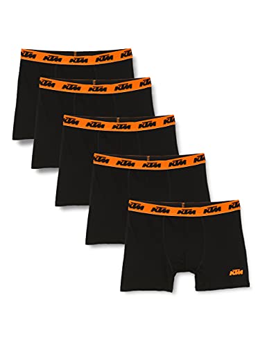 KTM Herren Set 5 Boxer Microfibra (60% Poliéster-35% Algodón-5% Elastano) -Negros Con Cintura Naranja Hipster, Schwarz (Negro Negro), XX-Large