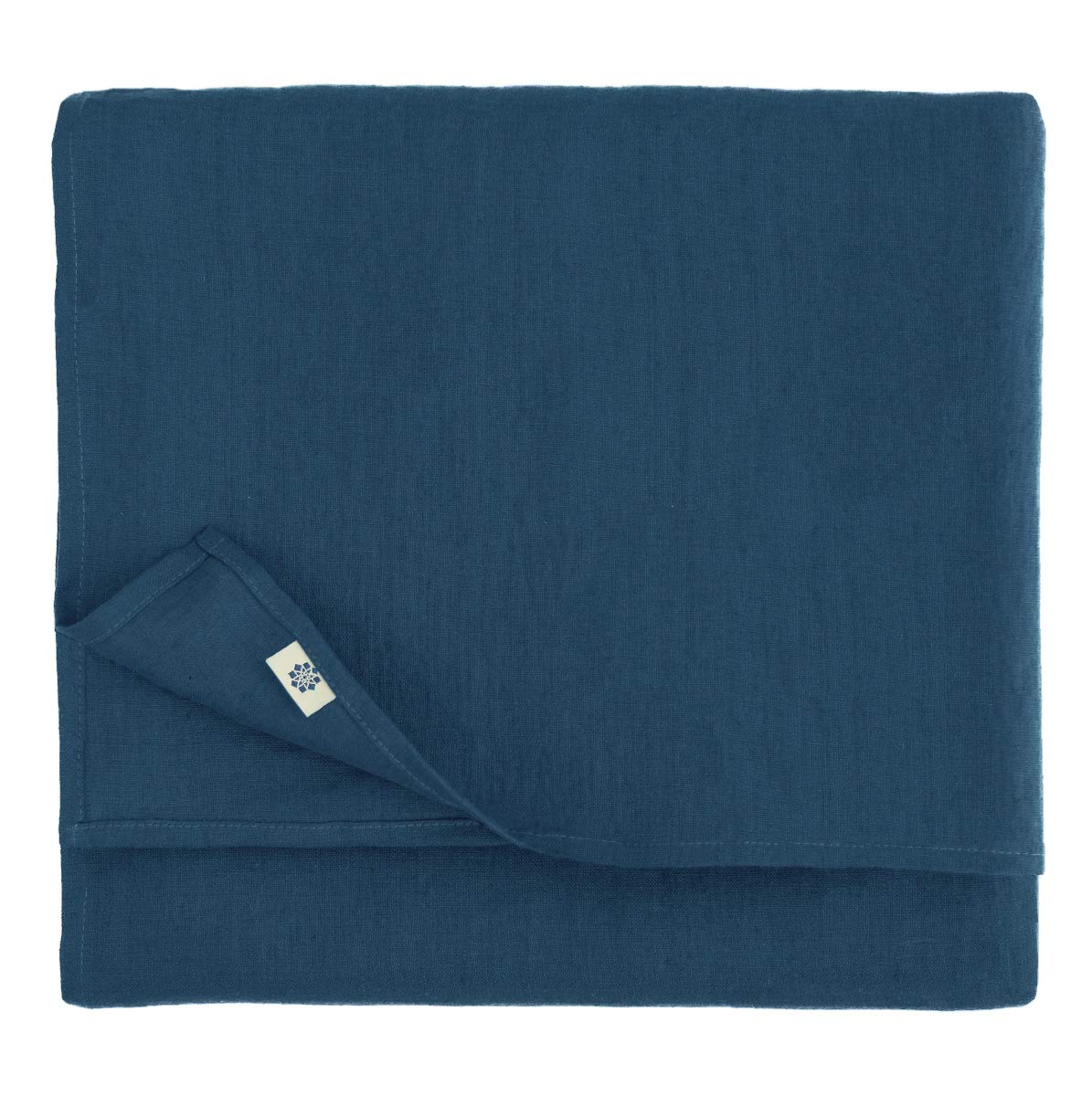 Linen & Cotton Tischdecke Stoff Tischtuch Tischwäsche Hygge 100% Leinen, Dunkelblau/Blau 140 x 220 cm Mitteldecke Klein Quadratisch für Home Küche Couchtisch Tuch Dekoration Cafe