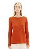 TOM TAILOR Damen Basic Strickpullover aus Bio-Baumwolle, 19772 - Gold Flame Orange, XS