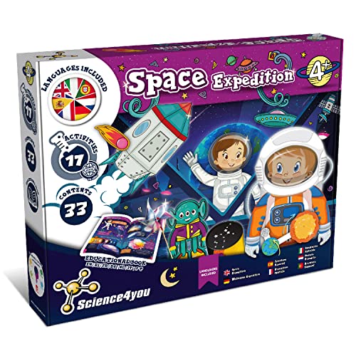 Science4you - Abenteuer im Weltraumlabor fur Kinder 4+ - Experimentierkasten, 17 Aktivitaten: Sonnensystem Modell, Planenten Mobile und Rakete Spielzeug - Astronomie Geschenke, Basteln, Mittel