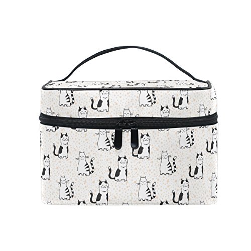 Make-up Tasche mit Panda-Muster in Schwarz und weiß, Kulturbeutel mit Griff und Fächern für die Aufbewahrung Kosmetik, für Reisen geeignet, ideal für Teenager, Mädchen, Jungen und Damen Farbe 017