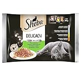 SHEBA Delicacy Katzennassfutter in Gelee, 52 Portionsbeutel 4x85g (13er Pack) – Katzenfutter nass, Geflügel und Fisch Variation