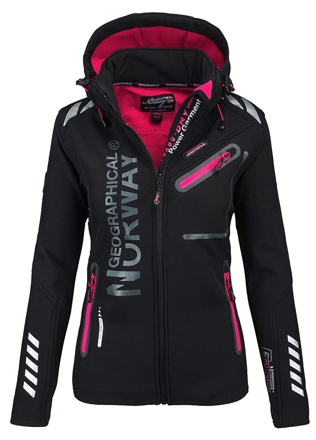 Geographical Norway Damen Softshell Funktions Outdoor Regen Jacke Sport (M, Schwarz)