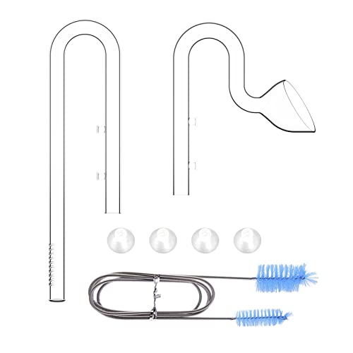 FZONE Lilien-Rohr-Set für Aquarien, 17 mm, mit Lilieneinlauf, Ablauf und Bürste für 16/22 mm (5/8 Zoll) ID (16/22 mm) Rohre