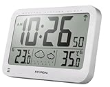 HYUNDAI Wetterstation WS 2331 I Großes LCD-Display I Innentemperatur und Außentemperatur I Uhr I Wecker I SNOOZE-Funktion I Reichweite bis zu 30 Meter