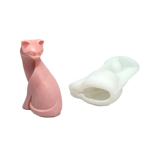 LUOFENG 3D-Katzen-Kerzenformen, Tier-Tonformen, abstrakte Katzen-Silikonformen, Duftkerzen-Gussformen für Kuchendekorationen