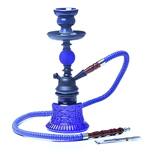 QZH Glas Shisha Set mit 2 Schlauch Wasser Shisha (H:11.6in, Blau)