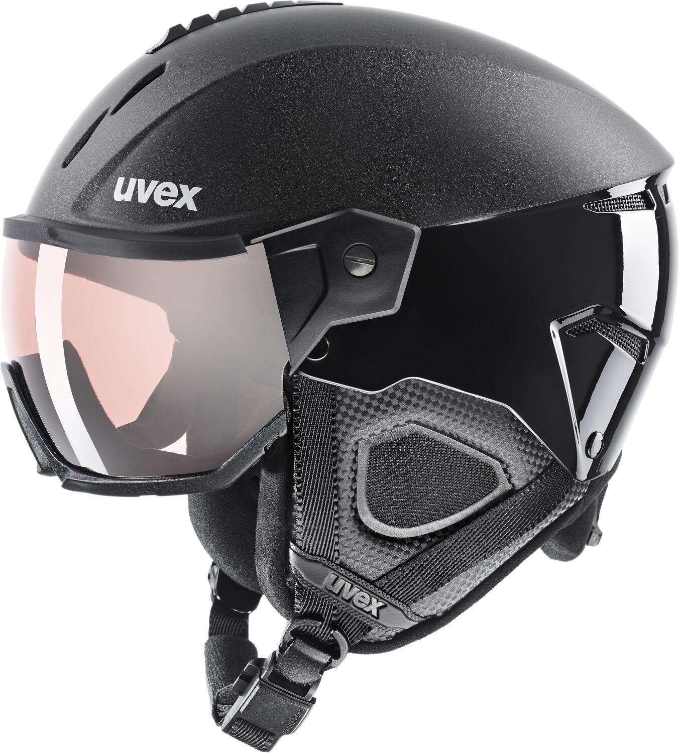 uvex Instinct Visor Pro Variomatic Skihelm (53-56 cm, 20 black, litemirror silver variomatic clear (S1-S2))