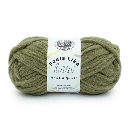 Lion Brand Yarn Fühlt sich an wie Butta dickes & schnelles super sperriges Garn zum Stricken, 1 Packung, Olivgrün