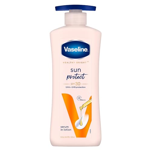 Vaseline Healthy Bright Sun Protection Body Lotion LSF 30, 400 ml, Daily Feuchtigkeitsspender für trockene Haut, Gives Non-Greasy Glowing Skin – für Männer & Frauen