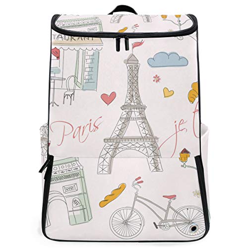 FANTAZIO Laptop-Rucksack bemalt Paris langlebig, für Schule und Schule