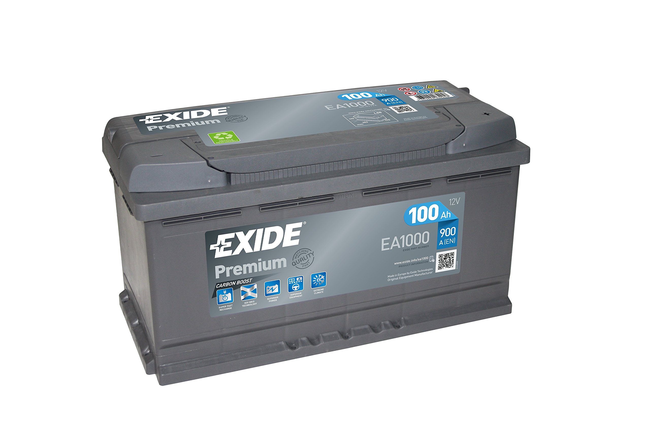 Exide EA1000 Premium Superior Power Autobatterie, lead acid, 12V 100Ah 900A (EN)