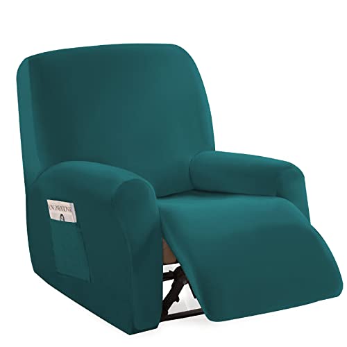 Stretch Relaxsofa Bezüge Samt Liegestuhlbezug 1/2/3 Sitzer Relaxsofa Schonbezüge mit Seitentasche, Möbelschutz für Wohnzimmer (grün, 1 Sitzer)