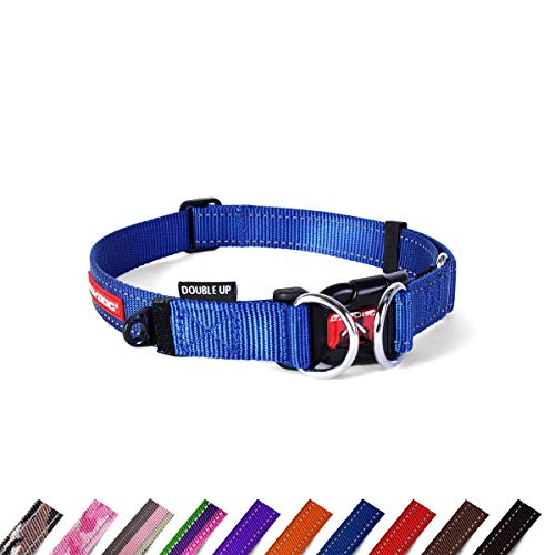 EzyDog Double Up Halsband, Blau, Medium (29cm-40cm)