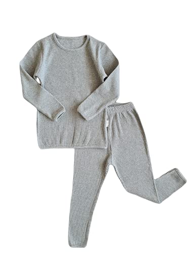 DreamBuy 20 Farben Gerippter Pyjama/Trainingsanzug/Loungewear Unisex Jungen und Mädchen Pyjamas Babykleidung Pyjamas für Frauen und Herren Pyjamas (Taubengrau, M)