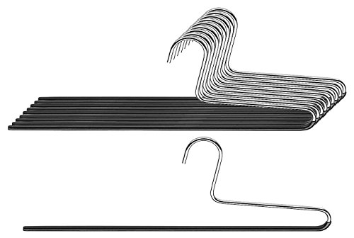 10 x Anti-Rutsch Metallkleiderbügel, Hosenkleiderbügel,schwarz, MAWA KH 35