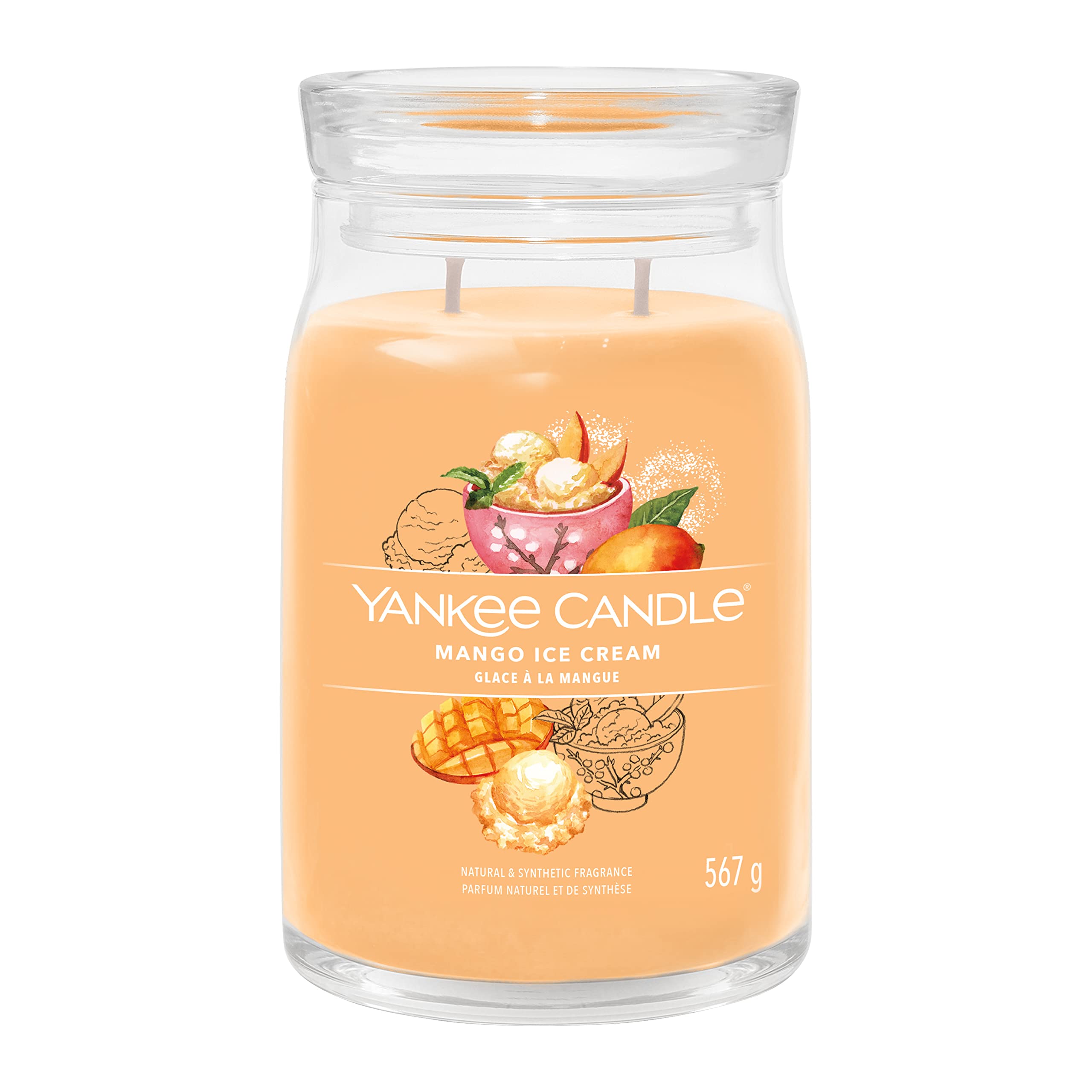 Yankee Candle Signature Duftkerze | große Kerze mit langer Brenndauer „Mango Ice Cream“ | Soja-Wachs-Mix | Perfekte Geschenke für Frauen