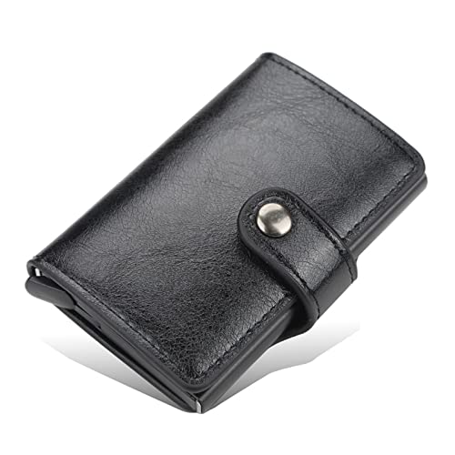 TYNXK Brieftasche Männer Smart Wallet Credit Bank Card Inhaber Mode Geldbörse Aluminiumlegierung Business Casual Mini Wallet Wallet Pu Geldbeutel Portemonnaie (Color : Black 02)