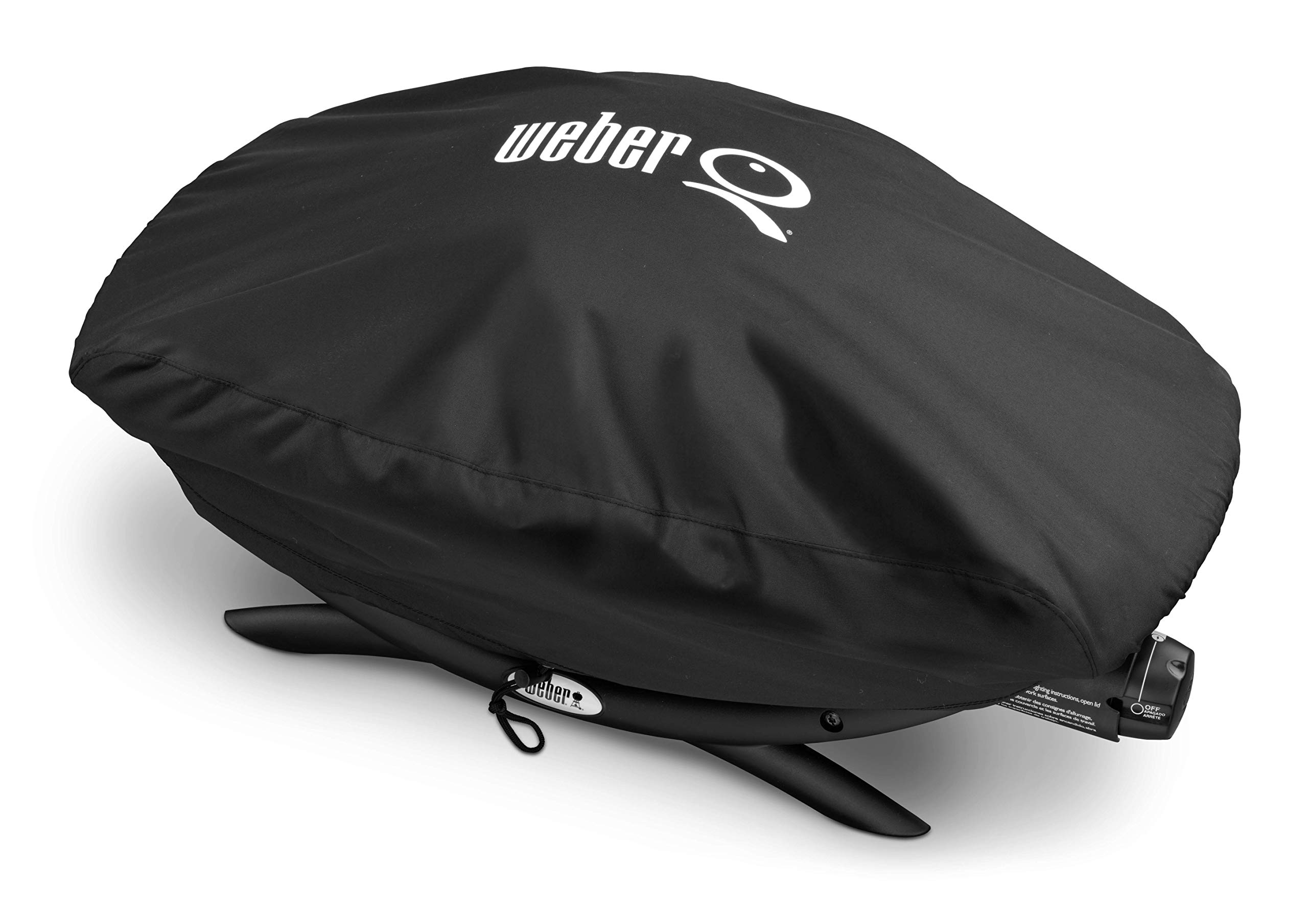 Weber Premium Grillabdeckhaube für Q100 / 1000 Serie, atmungsaktiv UV- & wasserbeständig, Schutz for Wind & Wetter, mit Klettverschluss zum Befestigen, Grillcover, BBQ-Abdeckung - Schwarz (7117)