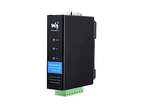 Waveshare RS232/RS485/RS422 to RJ45 Ethernet Converter Module, Industrial Rail-Mount Isolated Serial Server,TCP/IP to Serial Module,10 / 100M Auto-Negotiation RJ45 Connector