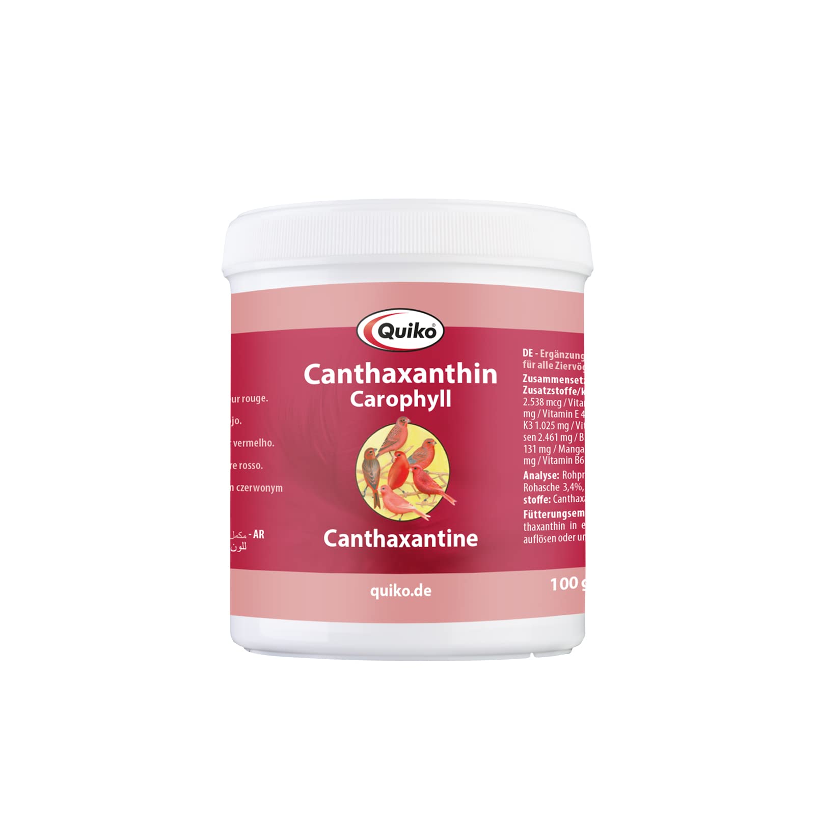 Quiko Canthaxanthin 100g - Carophyll - Ergänzungsfutter für Ziervögel mit Rotfaktor