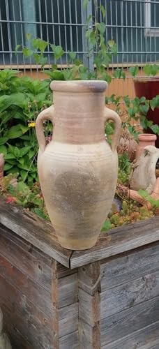 Außergewöhnlich rustikale Amphore ca. 40 cm aus Terracotta Terrakotta mit 2 Henkel Garten Landhaus Deko Vintage Mediterran Vase Wasserlauf