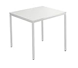 SCHÄFER SHOP Pure Schreibtisch, Quadratrohrfuß Arbeitstisch, B 80 x T 70 x H 72 cm, Bürotisch mit Tischplatte, Mehrzwecktisch in Lichtgrau/Gestell in lichtgrau