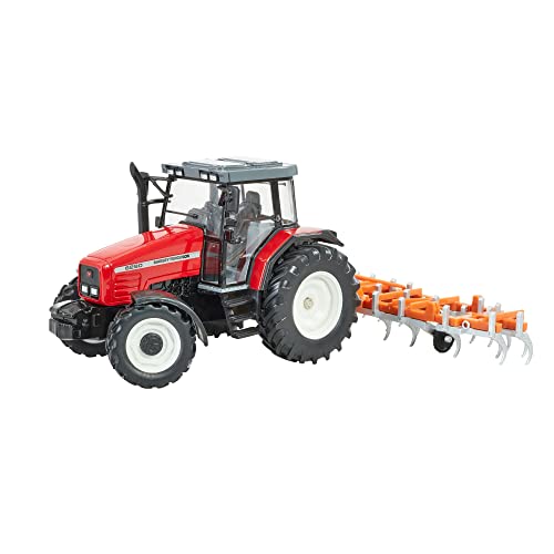 Traktor Massey Ferguson Heritage Spielset mit zusammenklappbarem Kultivator (1:32)