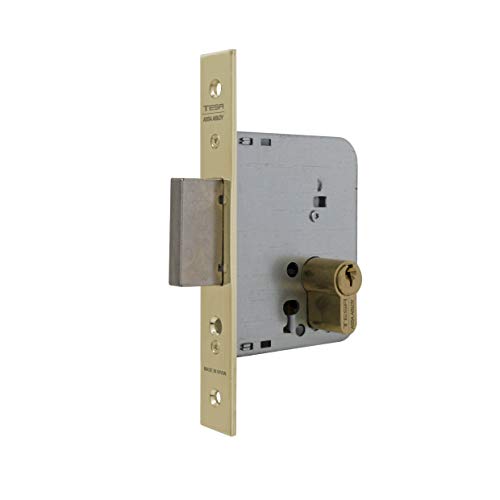 Tesa Assa Abloy 203140HL Holztürschloss mit Messingzylinder, Eingang 40 mm, quadratische Vorderseite 2031