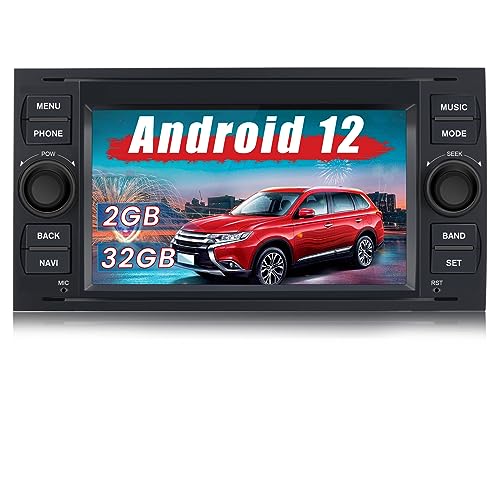 AWESAFE Android Radio für Ford Focus Mondeo S-Max C-Max Galaxy, Android 12 Radio 2GB+32GB mit Navi Carplay Android Auto Bluetooth FM RDS - Schwarz