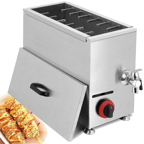 Qiang Mais-Dog-Friteuse,Kommerzielle Hähnchen-Käse-Friteuse,21 L Küchenfrittiergerät,Hot-Dog-Friteuse Aus Edelstahl,12 Stück Können Gleichzeitig Frittiert Werden,Einstellbare Temperatur