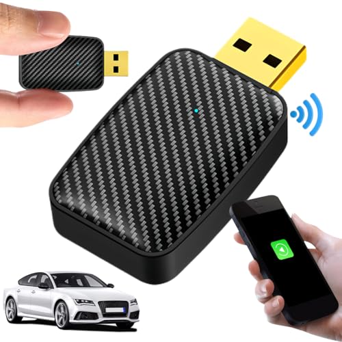 AZURAOKEY 2-in-1 kabelloser Carplay-Adapter, kabelloser Carplay-Androids-Auto-Adapter, Smart AI Box BT WiFi Plug-and-Play-Sprachassistent für OEM-verkabelte Carplay-Autoautomodelle